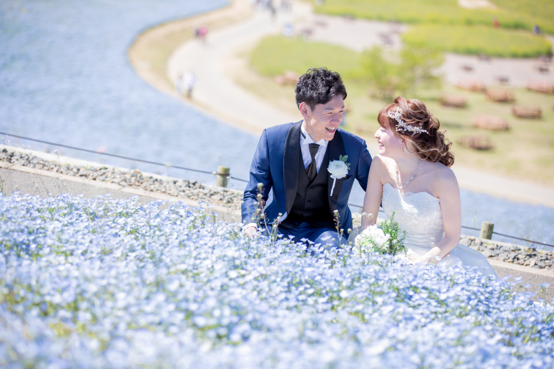 ひたち海浜公園でネモフィラに囲まれて♪