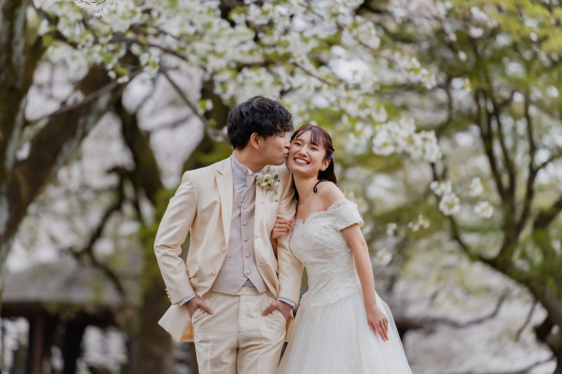 桜のロケーションで結婚式の前撮り・フォトウェディング＊