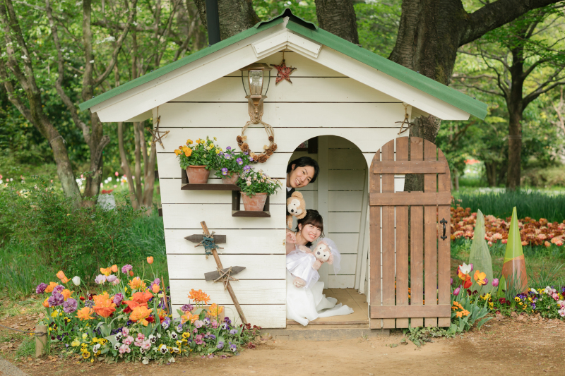 お花に囲まれて・・・