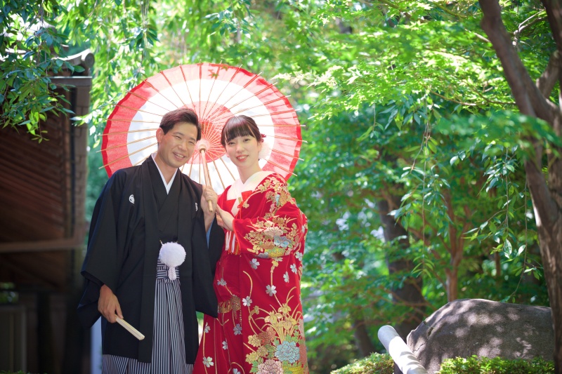 日本庭園で和装フォトウェディング