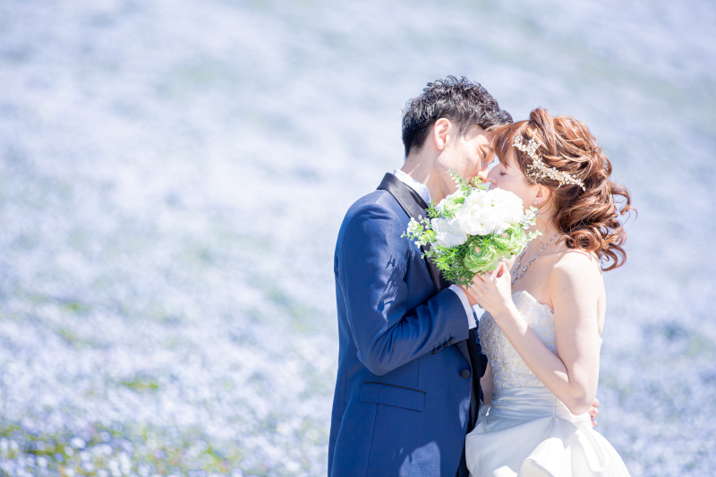 ひたち海浜公園でネモフィラに囲まれて♪