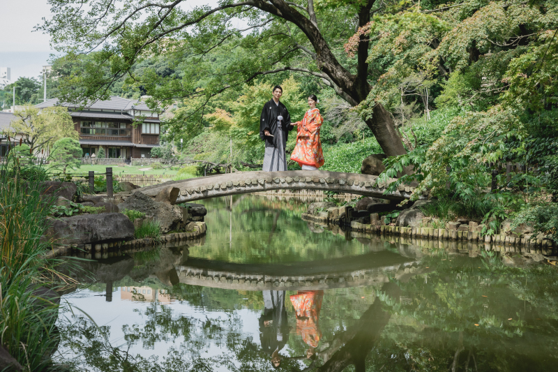 日本庭園で和装フォトウェディング