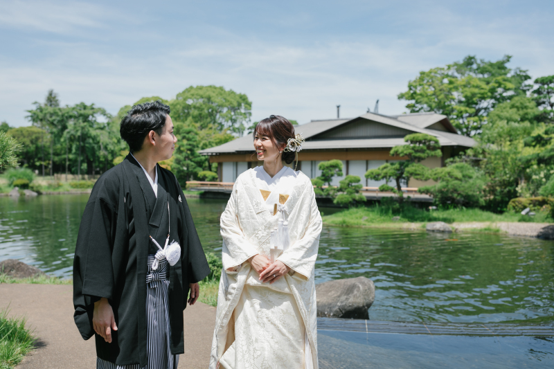 日本庭園で和装フォトウェディング