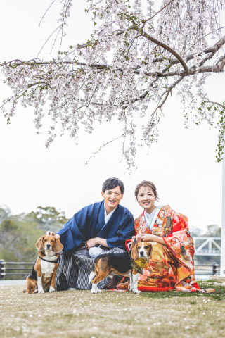 大切なペットと一緒に撮影