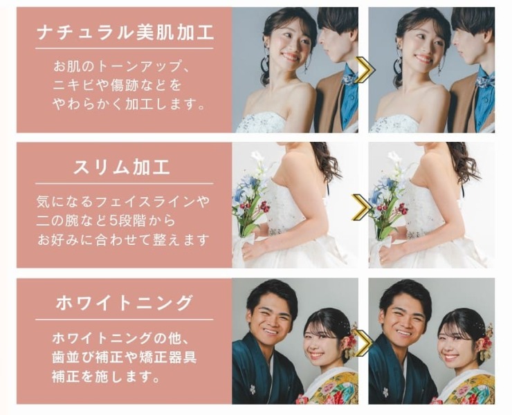 ホワイトニング・スリム化工・美肌加工が出来るレタッチ加工登場です!