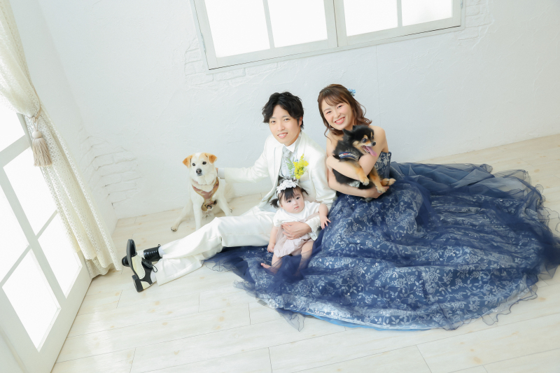 スタジオで家族を呼んで一緒に撮影(*^^*)