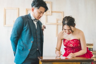 サンセットと赤ドレス♡