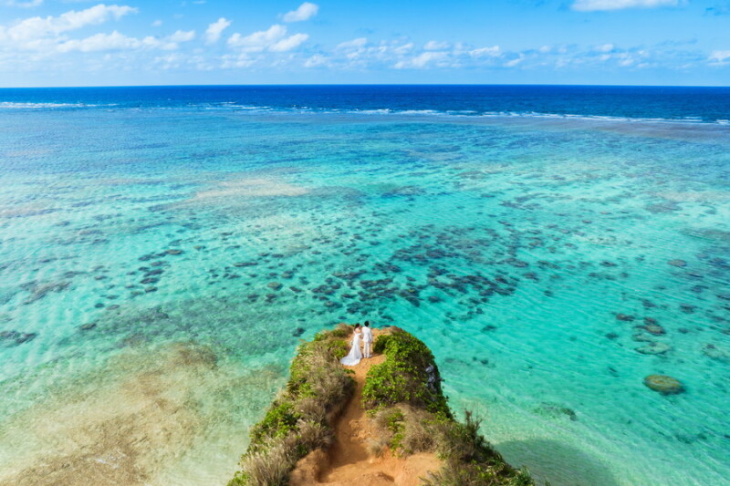 沖縄の海ではい！ポーズ♪