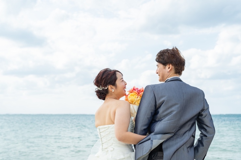 沖縄の海ではい！ポーズ♪