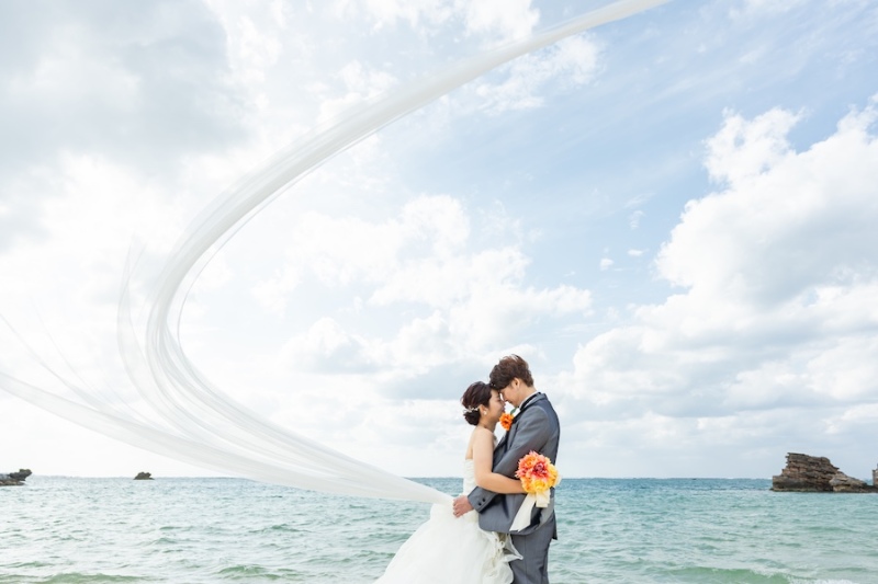 沖縄の海ではい！ポーズ♪