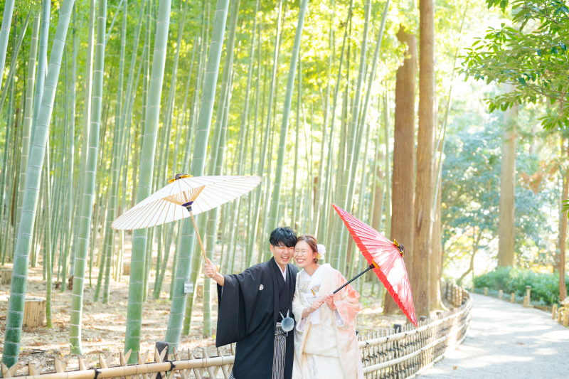 竹林と番傘。。