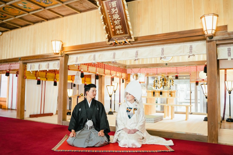 厳かな雰囲気で…♡酒列磯前神社での神前式フォト！