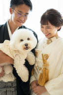 ◈ 家族みんなでおめかし ◈ 大切な愛犬と残す、笑顔いっぱいの和装スタジオフォト