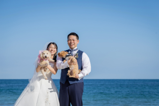 ◈青空広がる海ロケ◈大好きな愛犬と一緒に笑顔を残すペット同伴フォトプラン