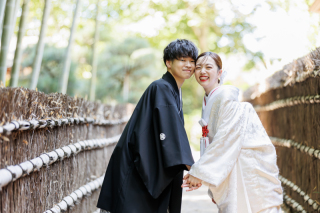 竹林の小道で寄り添う♡偕楽園での爽やか和装フォト！