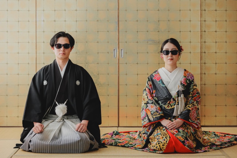 屋内庭園スタジオお持ち込みの小物で和装撮影