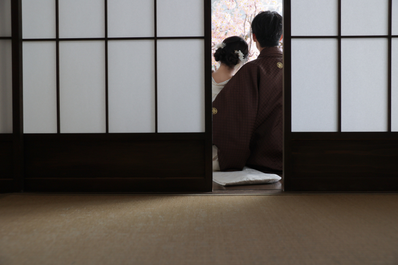 屋内庭園スタジオで桜フォト