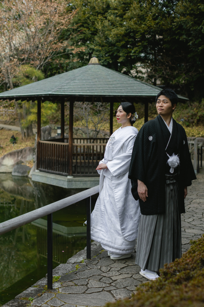 お茶室とお庭でも。梅の季節の【目白庭園】