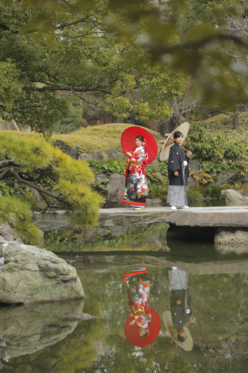 冬場のロケは、緑豊かな清澄庭園がオススメ。