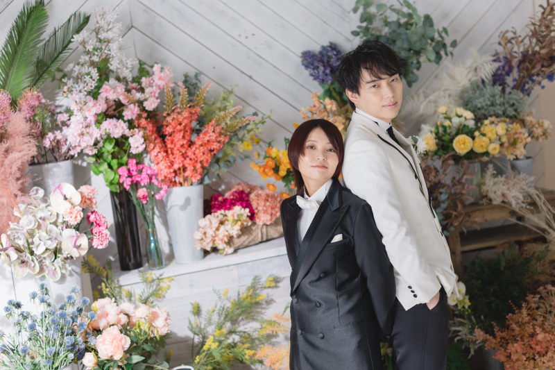 お二人ともタキシード姿での撮影