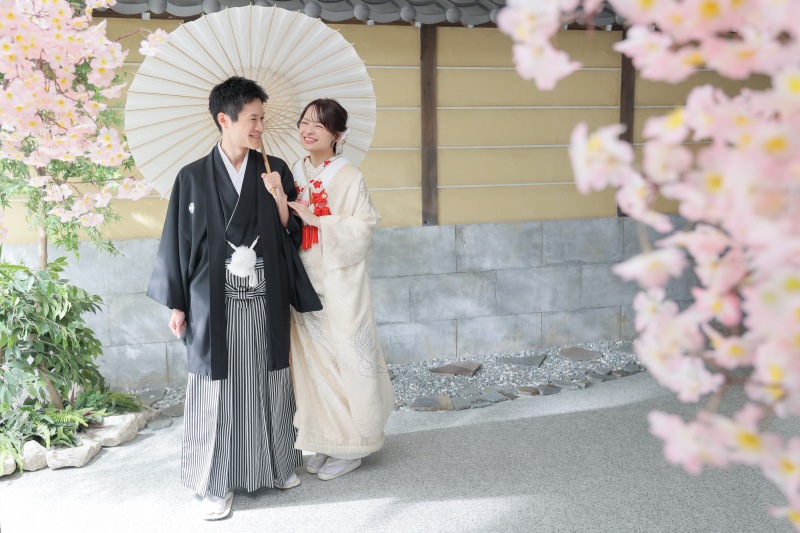 桜で彩る屋内庭園スタジオ撮影