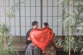 屋内庭園スタジオお持ち込みの小物で和装撮影