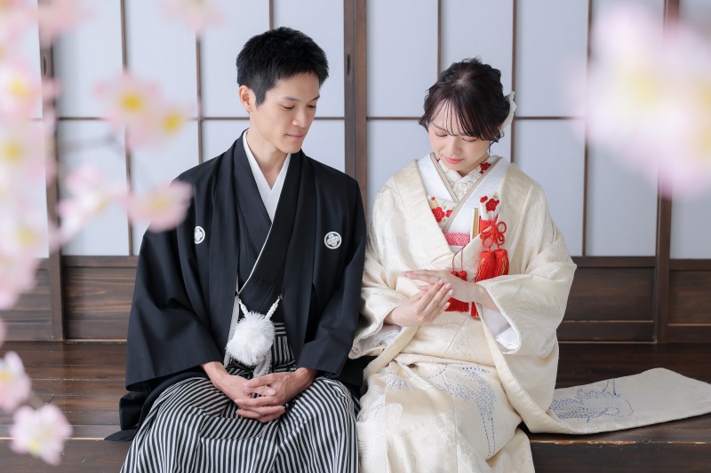 桜で彩る屋内庭園スタジオ撮影