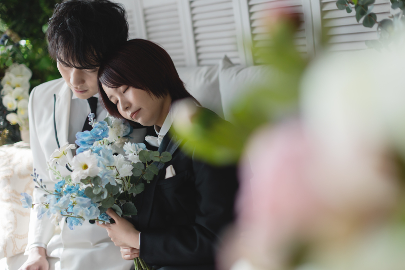 お二人ともタキシード姿での撮影