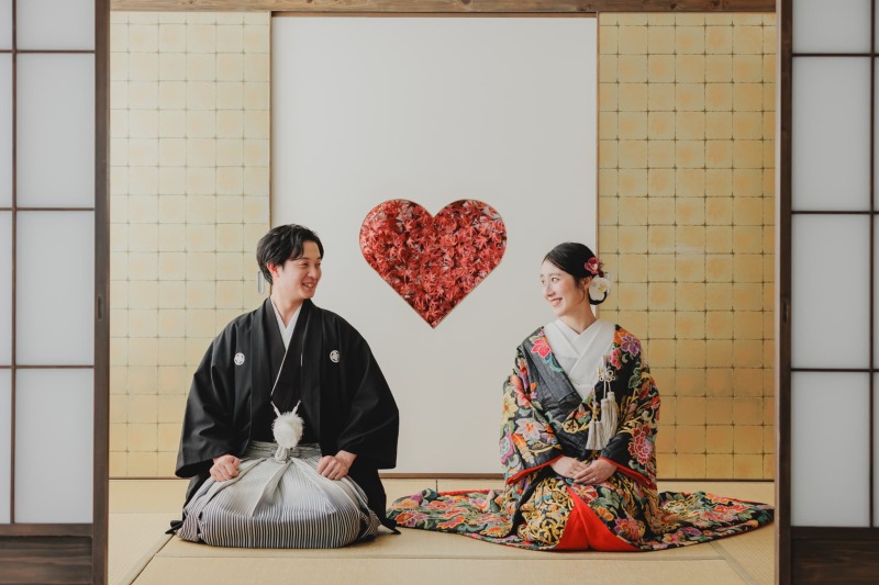 屋内庭園スタジオお持ち込みの小物で和装撮影