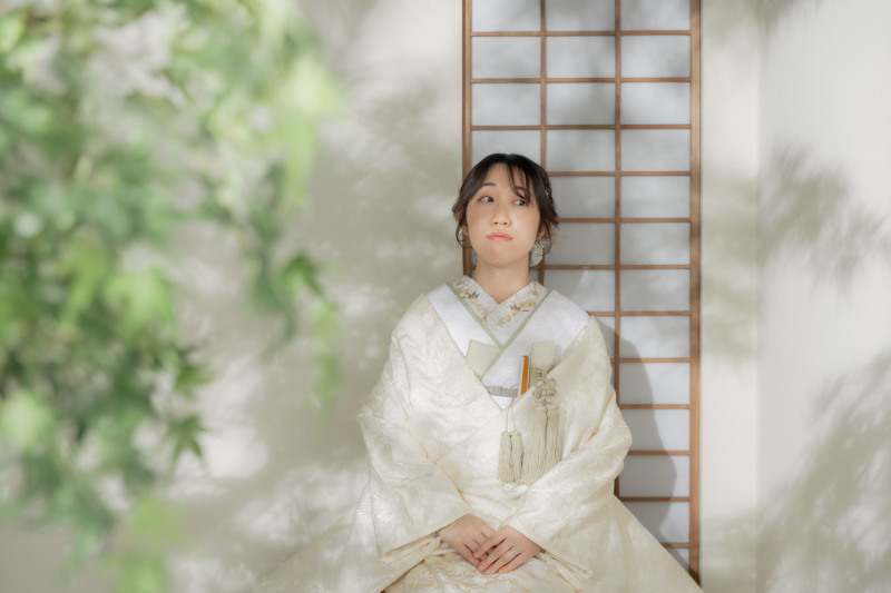 屋内庭園スタジオで撮影