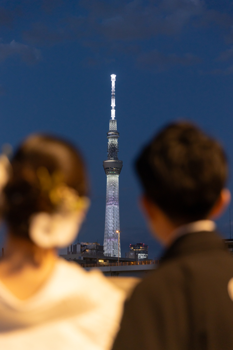蔵前橋で和装夜景撮影！