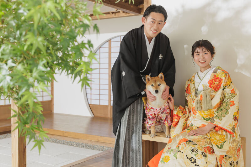 わんこといっしょ♪【和装 屋内庭園スタジオ＋プチロケ】
