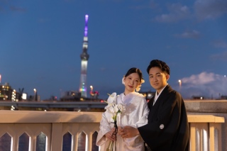 蔵前橋で和装夜景撮影！