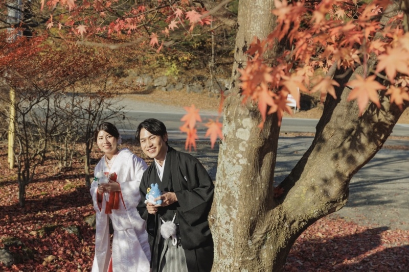 秋の富士五湖「西湖」での前撮り
