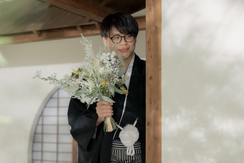 屋内庭園スタジオで撮影