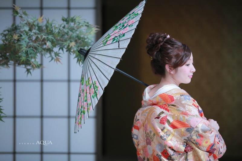 洋髪スタイルで綿帽子☆