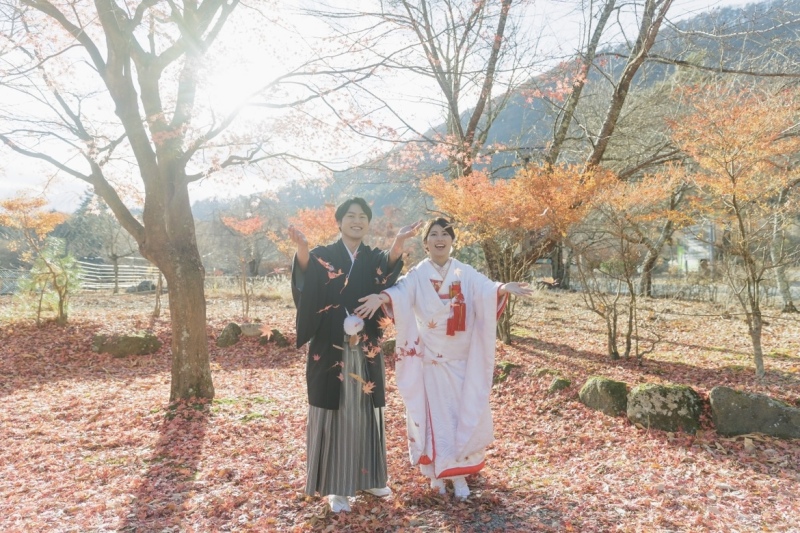 秋の富士五湖「西湖」での前撮り