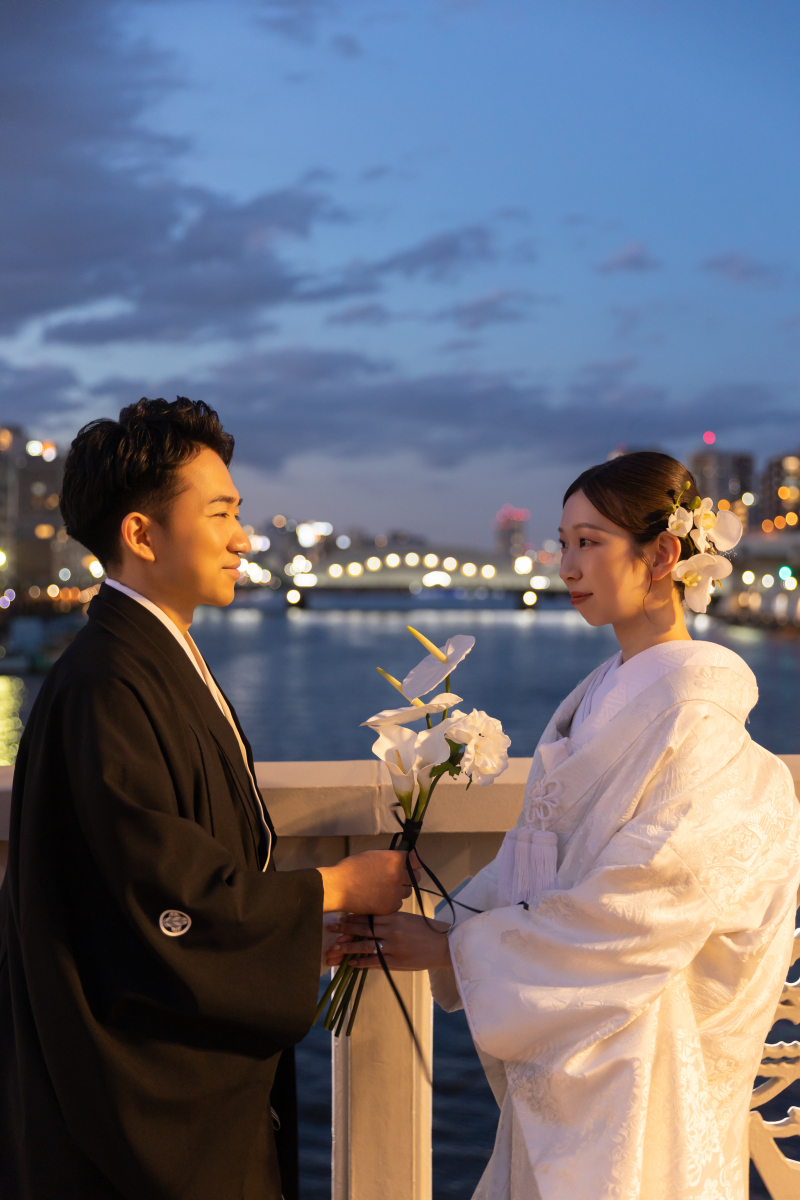 蔵前橋で和装夜景撮影！