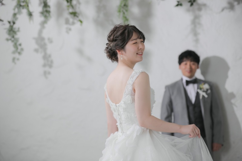 ワンちゃんと一緒に洋装スタジオ撮影