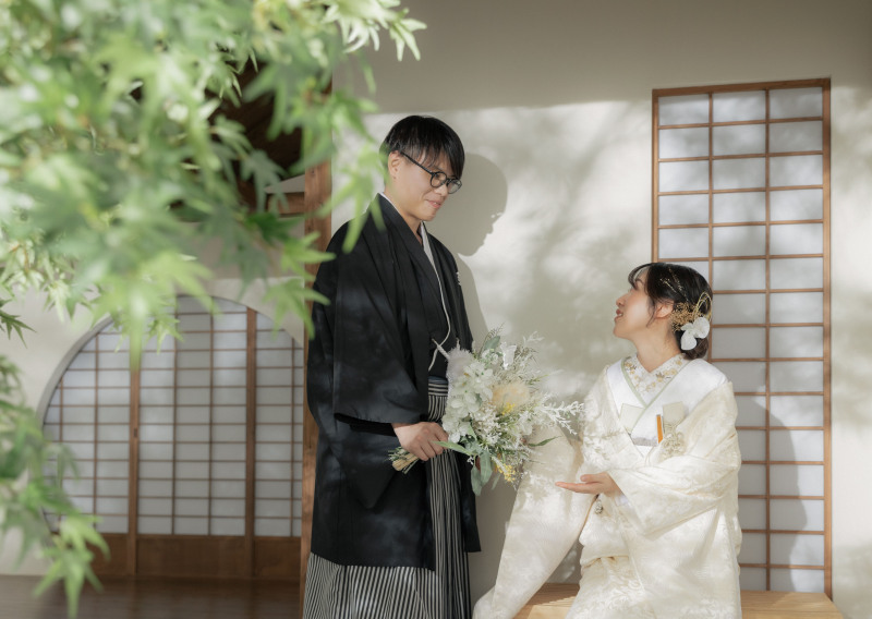 屋内庭園スタジオで撮影