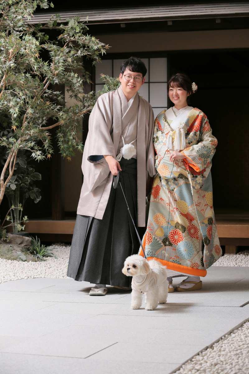 屋内庭園スタジオでワンちゃんとの撮影