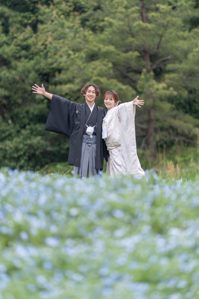 水色に染まる昭和記念公園