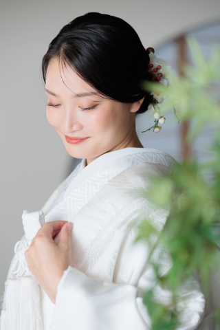 白無垢→green dressにスタイルチェンジ!