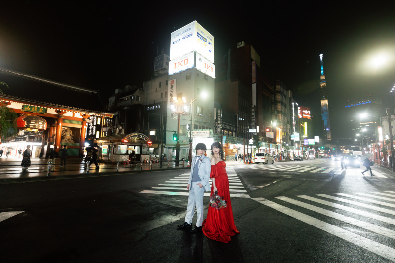 夜の浅草周遊！幻想的な街並みで叶えるフォトウェディング