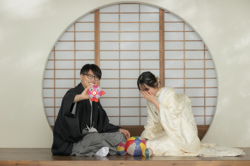 屋内庭園スタジオで撮影