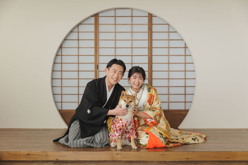 わんこといっしょ♪【和装 屋内庭園スタジオ＋プチロケ】