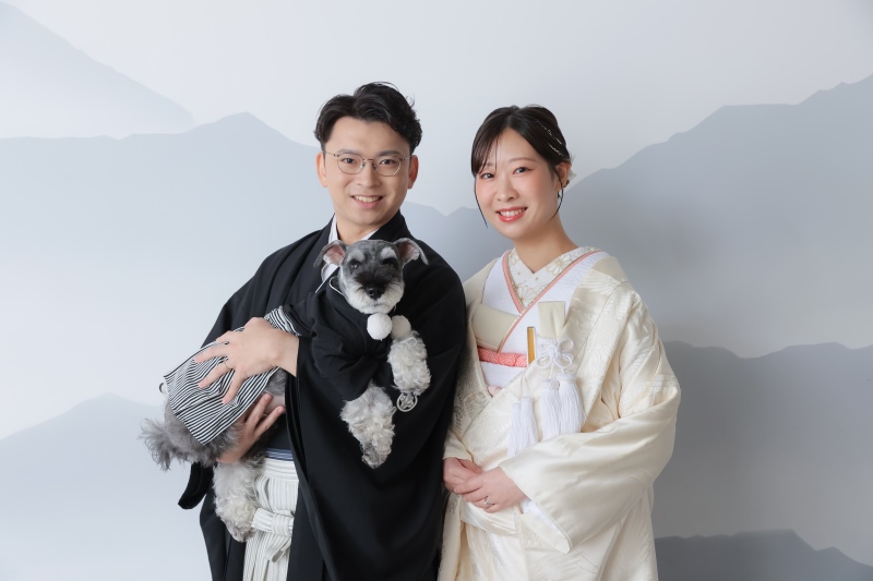 愛犬と残す和装スタジオフォト！