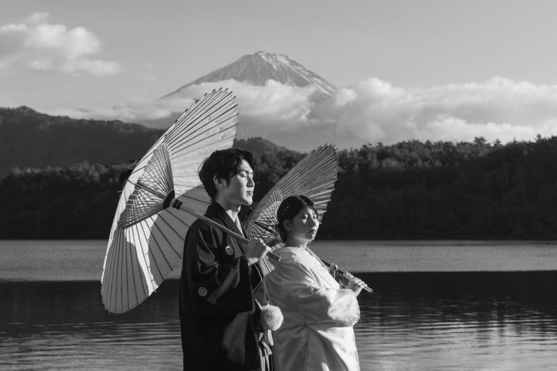 秋の富士五湖「西湖」での前撮り