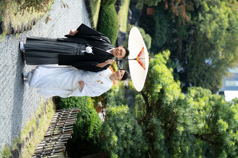 緑に囲まれた旧安田庭園ロケーション