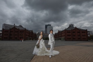 夜景の赤レンガ倉庫